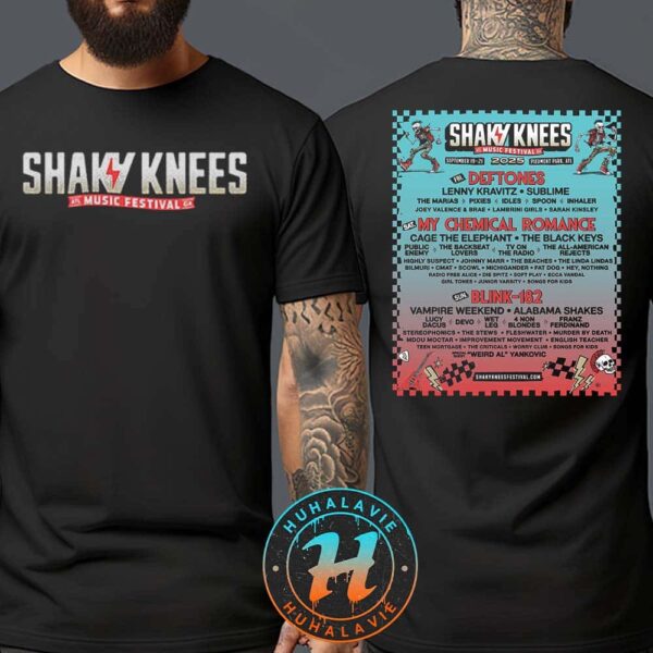 Shaky Knees Festival Atl Music Festival Full Lineup Poster  In Atlanta GA At Piedmont Park On September 19-21 2025 Two Sided Print Unisex T-Shirt