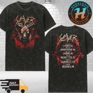 Slayer Farewell Tour 2025 Goat Artwork Collection Tee Dates List Start In Cardiff UK On July 3 2025 Washed T-Shirt