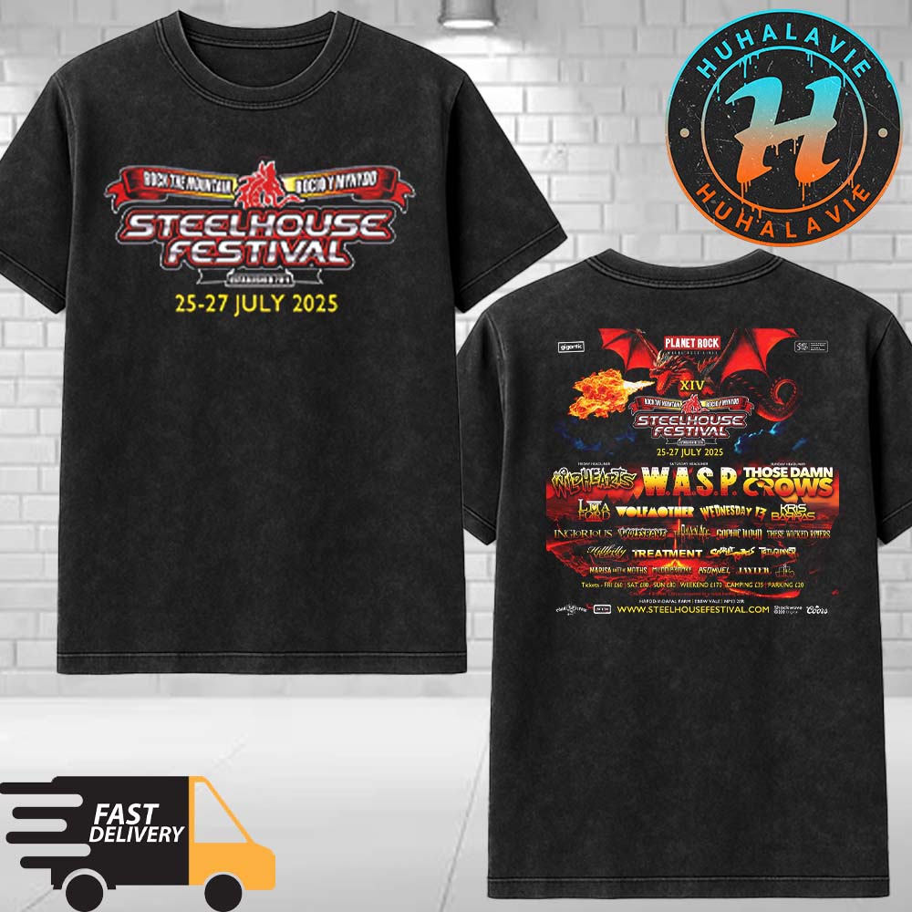 Steelhouse Festival 2025 Lineup In Ebbw Vale Wales At Ebbw Vale NP23 7TL On July 25-27 2025 Washed T-Shirt Steelhouse Festival 2025 Lineup In Ebbw Vale Wales At Ebbw Vale NP23 7TL On July 25-27 2025 Washed T-Shirt