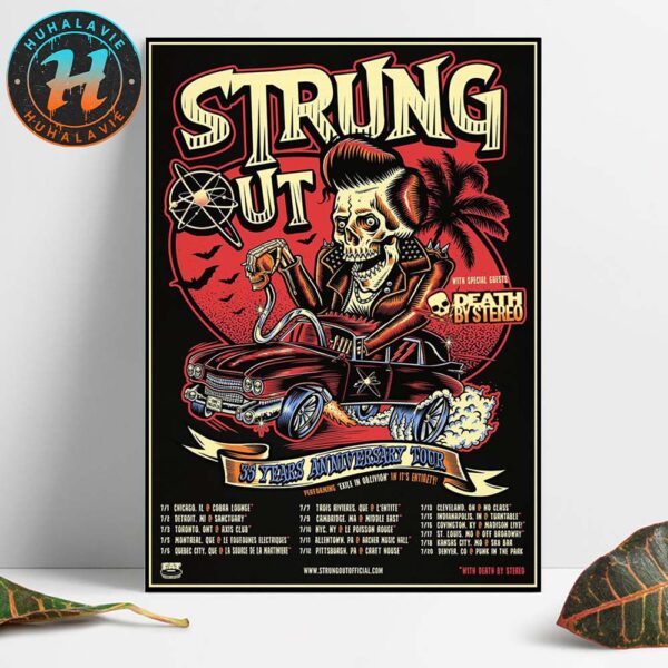 Strung Out 35 Years Anniversary Tour American Canadian Summer 2025 Dates List Kicks Off In Chicago IL On July 7 2025 Home Decor Poster Canvas