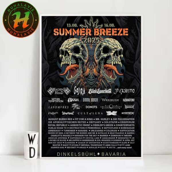 Summer Breeze Festival 2025 In Dinkelsbuhl Bavaria Germany Poster Full Line Up On August 13-16 2025 Home Decor Poster Canvas