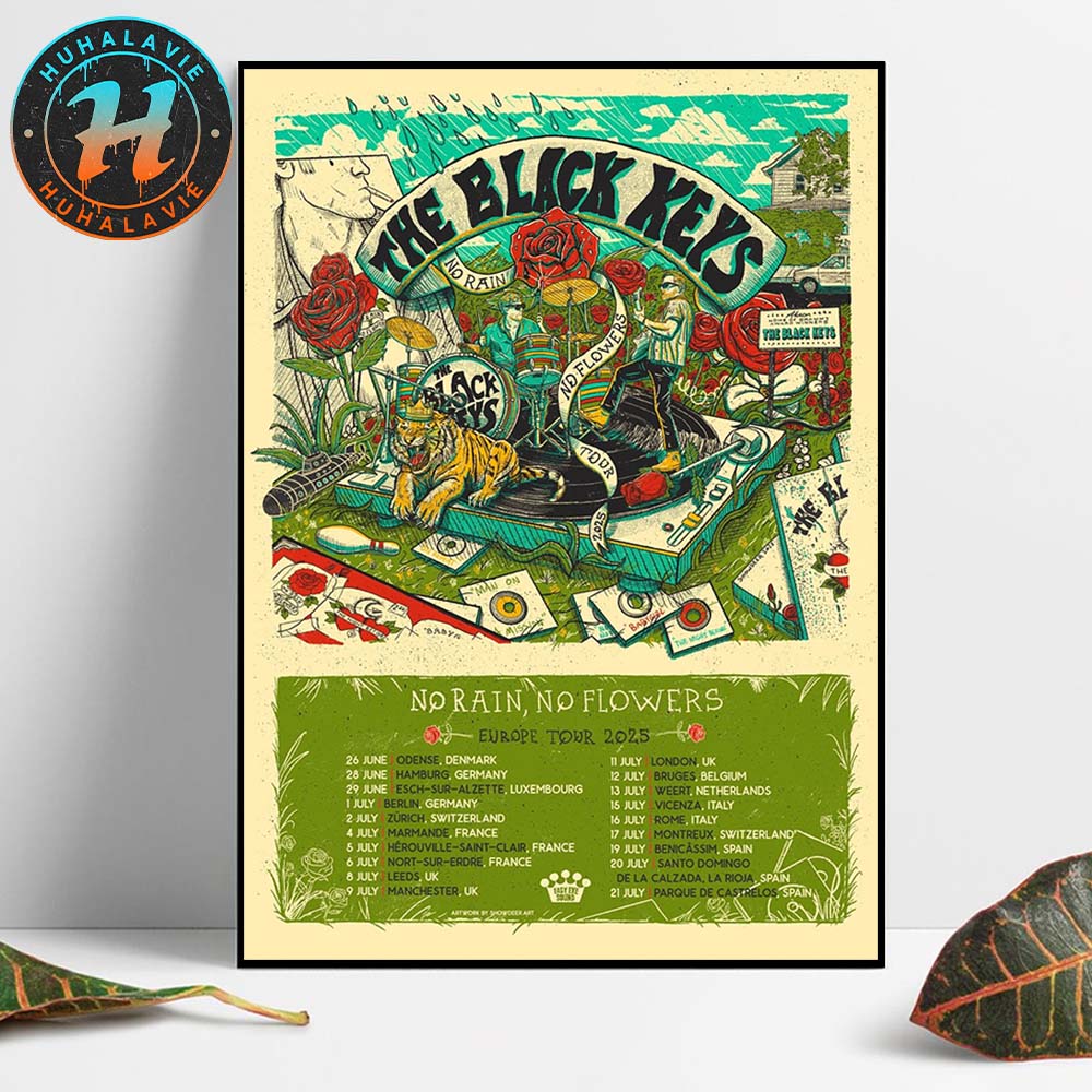 The Black Keys No Rain No Flowers Europe 2025 Tour Cities List Start In Odense Denmark On June 26 2025 Home Decor Poster Canvas The Black Keys No Rain No Flowers Europe 2025 Tour Cities List Start In Odense Denmark On June 26 2025 Home Decor Poster Canvas