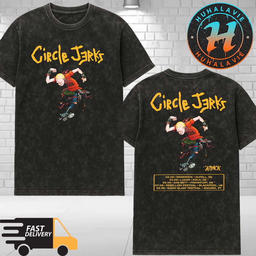 The Circle Jerks Tour 2025 Cities List Kicks Off In Duffel Belgium On August 2nd 2025 Washed T-Shirt The Circle Jerks Tour 2025 Cities List Kicks Off In Duffel Belgium On August 2nd 2025 Washed T-Shirt