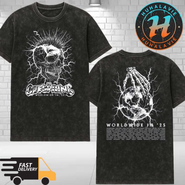 The Offspring Mohawk Skull 2025 Exclusive Tee Worldwide In 25 Tour Washed T-Shirt