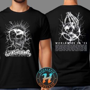 The Offspring Mohawk Skull 2025 Merchandise Tee Worldwide In 25 Tour Two Sided Print Unisex T-Shirt