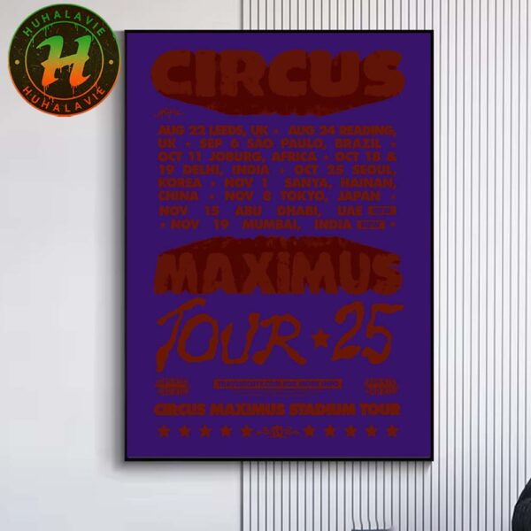 Travis Scott Circus Maximus Stadium Tour 2025 Date List Kick Off August 22th In Leeds UK Home Decor Poster Canvas