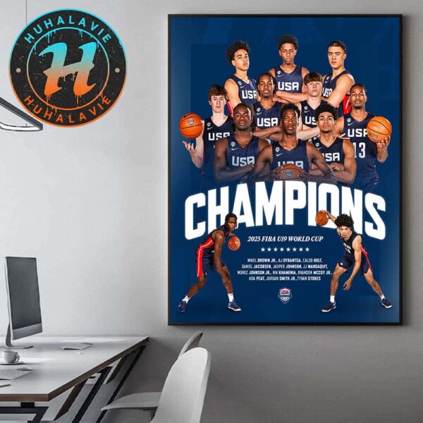 USA Men’s Basketball Champions 2025 FIBA U19 World Cup Gold Medal Home Decor Poster Canvas