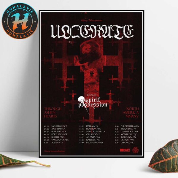 Ulcerate Through Ashen Hearts North America Tour 2025 Dates List Kicks Off In San Diego CA On October 2025 Home Decor Poster Canvas