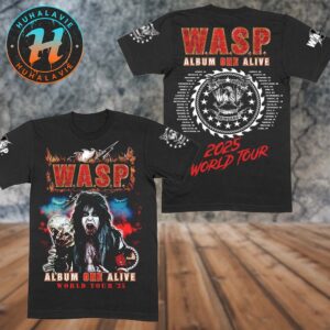 W.A.S.P. Album One Alive Blackie World Tour 2025 Dates List Official Black Merch Two Sided Print Unisex T-Shirt