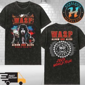 W.A.S.P. Album One Alive Blackie World Tour 2025 Dates List Official Black Merchandise Tee Washed T-Shirt
