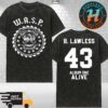 W.A.S.P. Wild Child Merch Tee Album One Alive World Tour 2025 Official Black Tour Washed T-Shirt