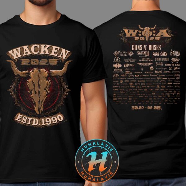 Wacken Open Air 2025 Merch Classic Rock 2025 With Lineup On July 30-August 2 Two Sided Print Unisex T-Shirt
