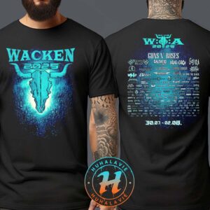 Wacken Open Air 2025 x Moshpit Glowing Bullhead Festival Lineup On July 30-August 2 2025 Two Sided Print Unisex T-Shirt