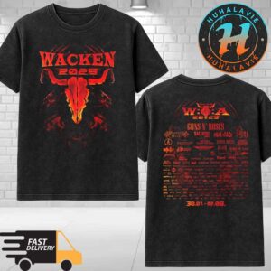 Wacken Open Air 2025 x Raven Bullhead Merchandise Tee Festival Lineup On July 30-August 2 2025 Washed T-Shirt
