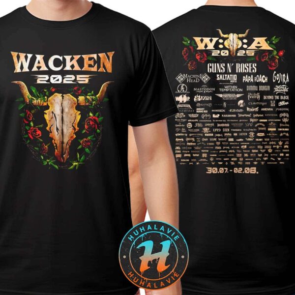Wacken Open Air 2025 x Roses And Thorns Festival Lineup On July 30-August 2 2025 Two Sided Print Classic T-Shirt