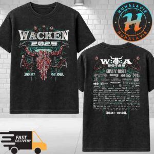 Wacken Open Air 2025 x The Thing Distorted Bullhead Merch Tee Festival Lineup On July 30-August 2 2025 Washed T-Shirt
