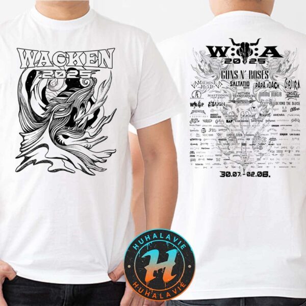Wacken Open Air 2025 x Wyrmfire Fantastic Abstract Dragon Motif Festival Lineup On July 30-August 2 2025 Unisex T-Shirt