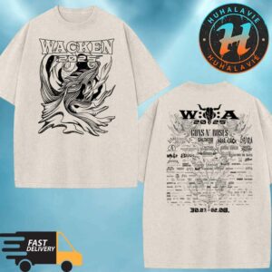 Wacken Open Air 2025 x Wyrmfire Fantastic Abstract Dragon Motif Merch Tee Festival Lineup On July 30-August 2 2025 Washed T-Shirt