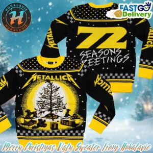 Metallica 72 Seasons Burnt Tree Cover 2025 Ugly Christmas Sweater Gift For Holiday