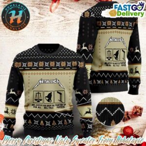 Metallica And Justice For All And For Whom The Bell Tolls Master of Puppets Ugly Christmas Sweater Gift For Holiday