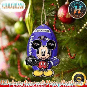 Baltimore Ravens And Mickey Mouse Personalized Christmas 2025 Tree Decoration Holiday Christmas NFL Ornament
