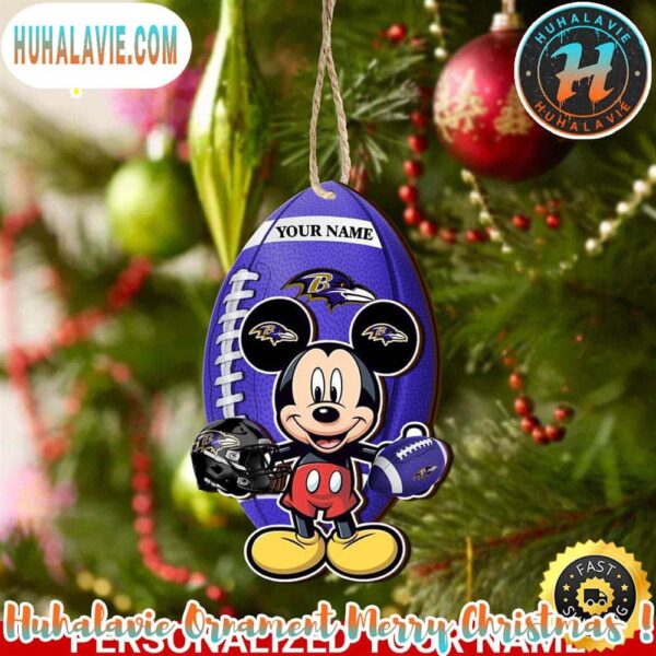 Baltimore Ravens And Mickey Mouse Personalized Christmas 2025 Tree Decoration Holiday Christmas NFL Ornament
