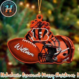 Cincinnati Bengals NFL Helmet Custom Name Decoration 2025 Holiday Christmas Ornament
