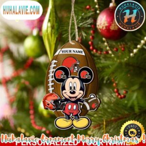 Cleveland Browns And Mickey Mouse Personalized Christmas 2025 Tree Decoration Holiday Christmas NFL Ornament