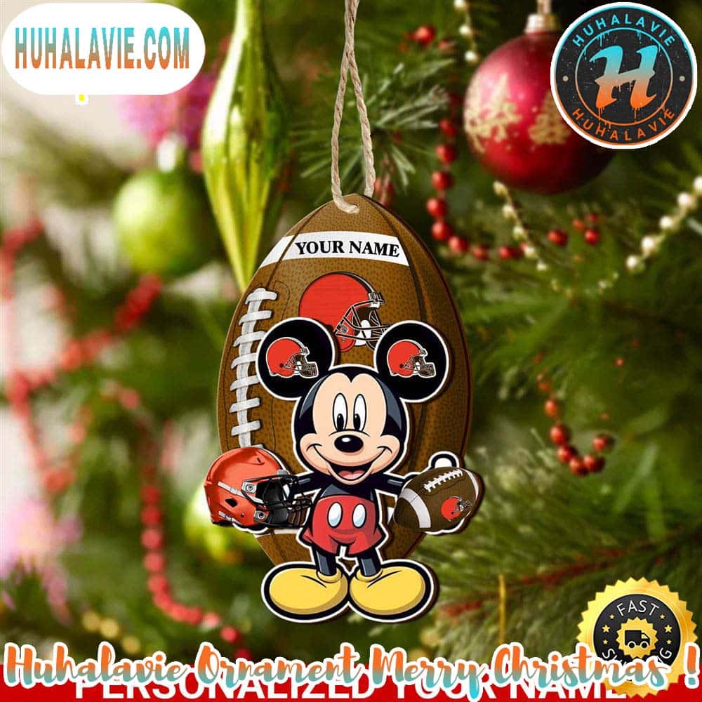Cleveland Browns And Mickey Mouse Personalized Christmas 2025 Tree Decoration Holiday Christmas NFL Ornament Cleveland Browns And Mickey Mouse Personalized Christmas 2025 Tree Decoration Holiday Christmas NFL Ornament