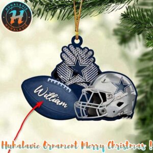 Dallas Cowboys NFL Helmet Custom Name Decoration 2025 Holiday Christmas Ornament