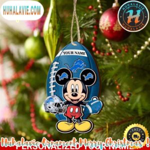 Detroit Lions And Mickey Mouse Personalized Christmas 2025 Tree Decoration Holiday Christmas NFL Ornament