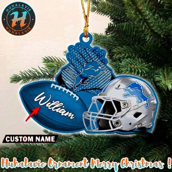 Detroit Lions NFL Helmet Custom Name Decoration 2025 Holiday Christmas Ornament