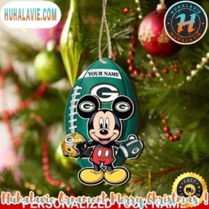 Green Bay Packers And Mickey Mouse Personalized Christmas 2025 Tree Decoration Holiday Christmas NFL Ornament
