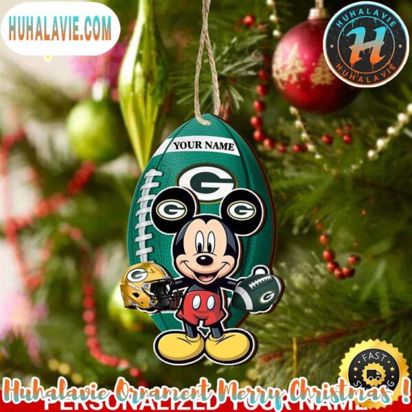 Green Bay Packers And Mickey Mouse Personalized Christmas 2025 Tree Decoration Holiday Christmas NFL Ornament