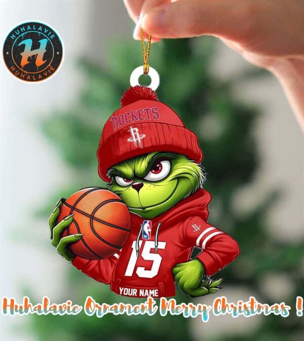 Grinch x Houston Rockets Nba Custom Name Christmas Ornament