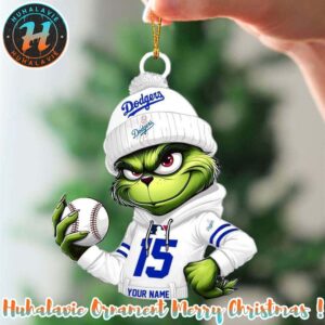 Grinch x Los Angeles Dodgers Mlb Custom Name Christmas Ornament
