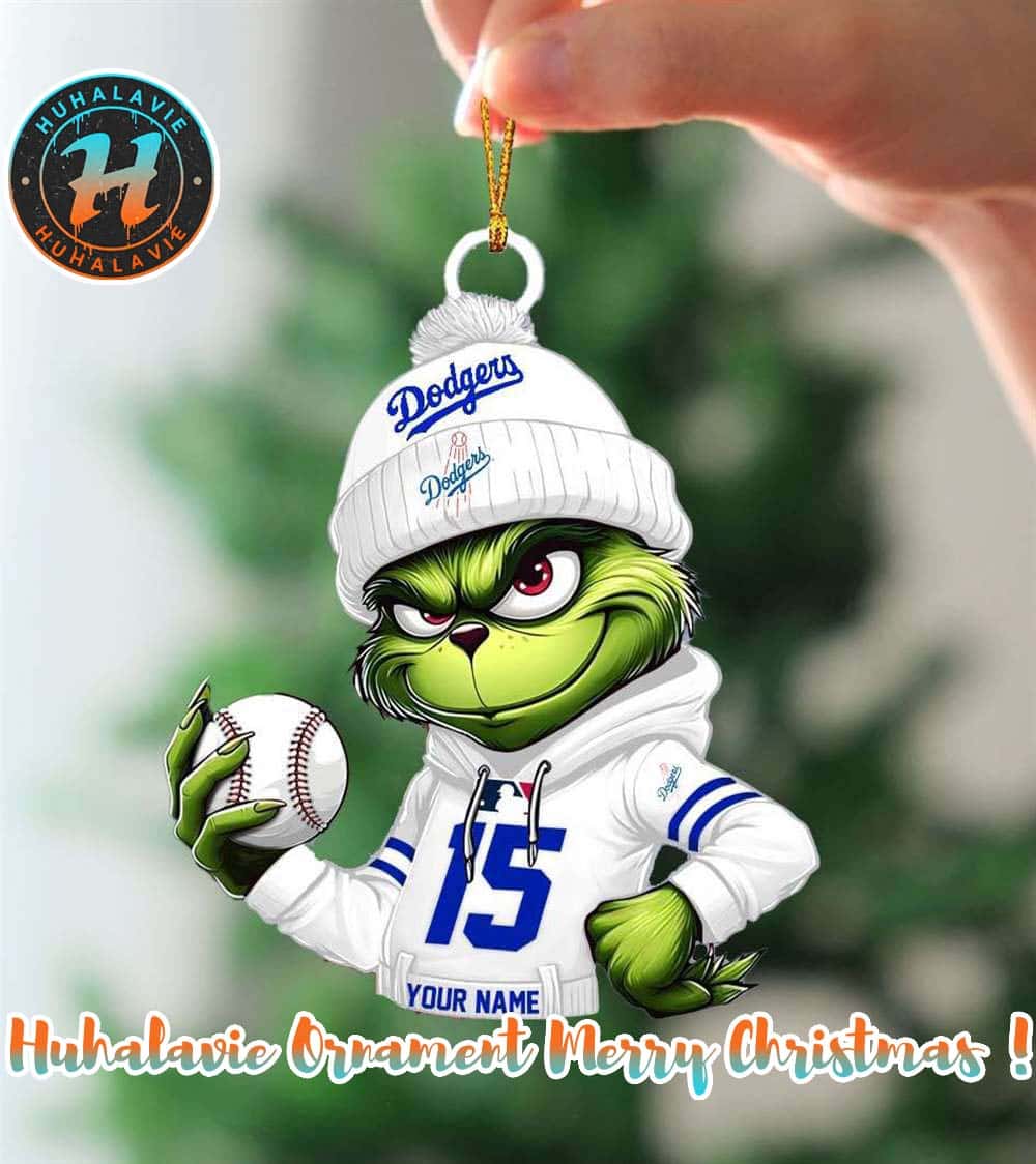 Grinch x Los Angeles Dodgers Mlb Custom Name Christmas Ornament