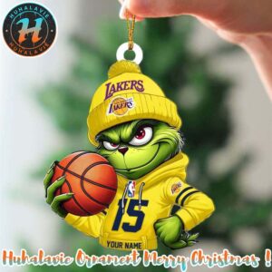 Grinch x Los Angeles Lakers Nba Custom Name Christmas Ornament