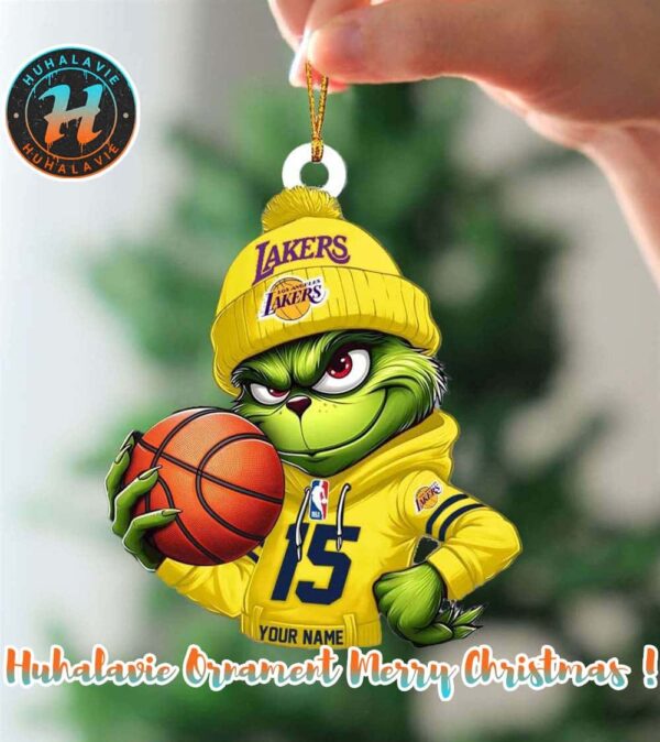 Grinch x Los Angeles Lakers Nba Custom Name Christmas Ornament