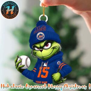 Grinch x New York Mets MLB Custom Name Merry Christmas 2025 Ornament Gift