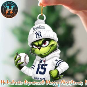 Grinch x New York Yankees MLB Custom Name Merry Christmas 2025 Ornament Gift