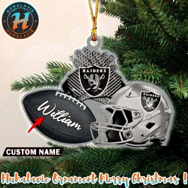 Las Vegas Raiders NFL Helmet 2025 Christmas Ornament Custom Name Decoration