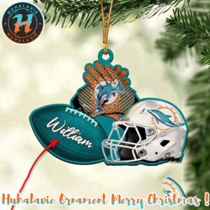 Miami Dolphins NFL Helmet Custom Name Xmas 2025 Holiday Ornament