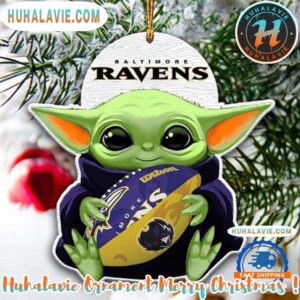 NFL Baltimore Ravens Special x Baby Yoda Star Wars Movies Xmas 2025 Holiday Football Ornament