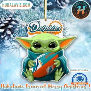 NFL Miami Dolphins Special x Baby Yoda Star Wars Movies Personalized Christmas 2025 Tree Decoration Holiday Christmas Ornament
