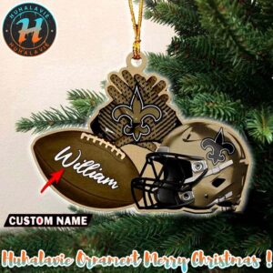 New Orleans Saints NFL 2025 Helmet Christmas Ornament Custom Name Decoration Xmas Tree Decor