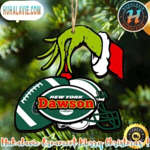 New York Jets NFL x Grinch Custom Name Christmas Ornament 2025