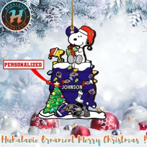 Snoopy x Baltimore Ravens NFL Personalized Christmas 2025 Tree Decoration Holiday Christmas Ornament