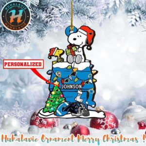 Snoopy x Carolina Panthers NFL Personalized Christmas 2025 Tree Decoration Holiday Christmas Ornament