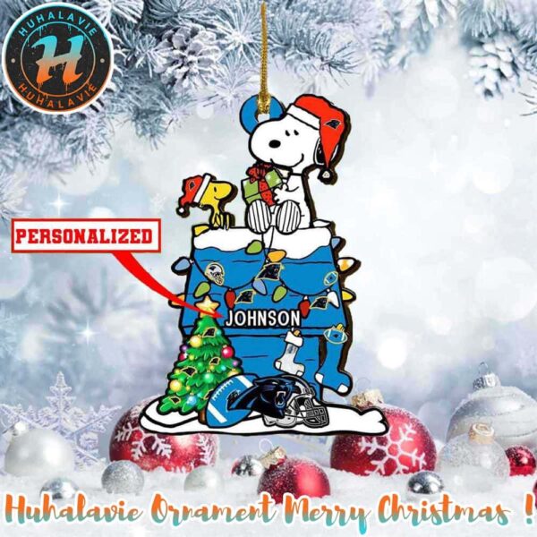 Snoopy x Carolina Panthers NFL Personalized Christmas 2025 Tree Decoration Holiday Christmas Ornament